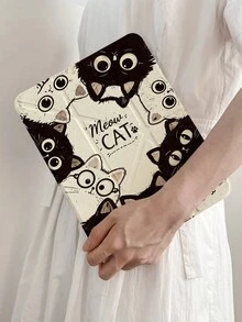 Cute Cat Painted Effect Acrylic Crystal Tablet Protective Case With Stand, Compatible With Apple 10.2 Inch, (A16) 11 Inch 11th Gen 2025, 9th/10th Gen, Air 4th 10.9 Inch, Air 7/8 New Air 6, Pro 11, Foldable Anti-Bending, Silicone Reinforced Corners - Style 6 - View 3