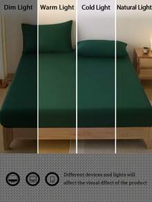 純色親膚磨毛貼合床單3件組（1件貼合床單+2件枕套），適用臥室與客房，四季通用，可機洗，深綠色/藍色/深咖啡色/酒紅色/淺黃色/咖啡棕色/淺灰紫色/白色 - 墨綠色 - 查看 11