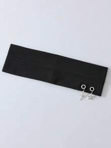 1pc Fashion Punk Gothic Style Women's Star Pattern Soft Non-Slip Elastic Hollow Out Beach, Holiday Headband, Elastic Yoga Sports Hairband Hair Accessory, Versatile For Daily Wear, Suitable For Multiple Occasions - Black - View 2