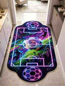 1pc Neon Football Field Shaped Rug, Decorative Carpet, Bedroom Decor, Floor Mat, Carpet, Home Decor, Living Room Rug, Living Room Small Rug, Bedroom Carpet, Living Room Home Decor, Outdoor Carpet, Washable Carpet - Multicolor 8 - View 5