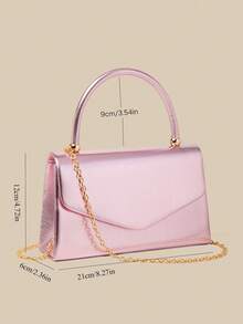 1 Piece White PU Material Flap Clutch Bag With Luxury Metal Decoration, Showing Fashion And Elegance, Suitable For Holding, Carrying, Wearing On The Shoulder Or Crossbody, P - 象牙色 - 查看 9