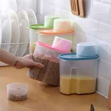 Cereal Storage Containers  – Airtight Kitchen Plastic Dry Food Dispenser With Measuring Cup For Cereals, Rice, Pet Food, Flour - Clear - View 8