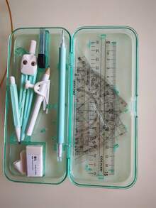 Ensemble essentiel de rentrée scolaire avec compas et règle pour étudiants, règle triangulaire, rapporteur, outils de dessin, fournitures de papeterie pour examens et apprentissage, règle de dessin professionnelle avec porte-stylo multifonction - Ensembles - Voir 14
