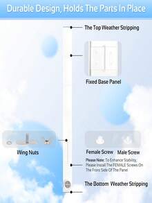 Sliding Door AC Seal Kit Fits 5.9 In Hose Max 61.42 Inch With Vent Screen Weather Stripping And Window Lock - B-1 - View 6