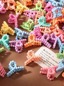 10/20/30pcs Macaron Colorful Bead Cross Small Hair Clips For Women, Side Clips, Forehead Bangs Clips, Opposite Side Hair Clips, Back Of Head Half-Up Bun Small Hair Claw, Mini Elegant Princess Hair Claws Hair Accessories (Random Color) - Multicolor - View 4