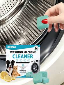 Washing Machine Cleaning Tablets, Deep Cleaning Formula, Deep Descaling And Odor Removal Cleaner, Suitable For Top-Loading And Front-Loading Washing Machines, Removes Odors, Hard Water Stains, Limescale, Soap Scum And Lint, Lemon Fresh Scent, Monthly Maintenance, Home Essential - Shape - View 1
