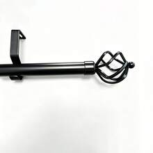 Barra de cortina negra mate, diseño de empalme de varias piezas, ajustable de 32 a 144 pulgadas, juego completo con soportes y remates, fácil de instalar - Negro 1 pieza - Ver 6
