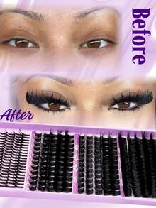 LUXE 04-Baddie-Lashbook, 550 pezzi di ciglia finte individuali con curvatura D | Kit fai-da-te per estensione ciglia personalizzata | Leggere e dall'aspetto naturale | Riutilizzabili | Perfette per uso quotidiano, appuntamenti e feste | Ciglia simili al visone - Visualizzare 8