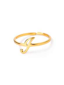 1PC Fashion 26 English Initial Chunky Rings For Women Men Opening 18K Gold Plated Smooth Letter Ring European And American Style Finger Jewelry - Gold Ring - View 33