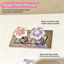 Cute Flower Toilet Flush Button, Creative Bathroom Water Tank Flush Switch For Long Nails Nail Art - B - View 6