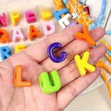 75pcs Acrylic Large Hole 3D Letter Beads, Random Mixed Color Loose Beads For Handmade Jewelry, Phone Chain, Keychain, Decorative Beads - Multicolor - View 12