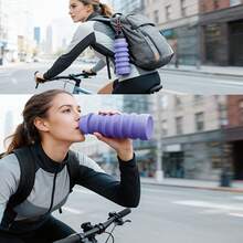 1 Silicone Foldable Sports Water Bottle, 16.91 Ounces Portable Outdoor Hiking Fitness Cup, Foldable. - 紫色 - 查看 9