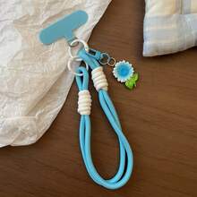 1 pieza Correa de muñeca con colgante de teléfono de girasol, pulsera de teléfono linda con cordón, correa de colgante de teléfono, adecuada para funda de teléfono universal DIY desmontable, anillo de mano portátil creativo anti-pérdida y anti-caída para hombres y mujeres - pieza colgante de girasol - Ver 12