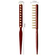 2PCS Long Handle Single Row Wide Tooth Detangling Comb . Massage Comb, Rounded Teeth Fit Scalp Better, Comb Hair Nourish Hair, Relieve Fatigue; Pointed Tail Comb Easier For Styling/Updo - Brown - View 5