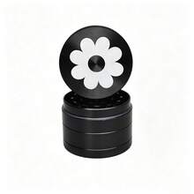 1件 50MM 極簡黑白雛菊印花 4層研磨器,磨砂黑鋅合金附金屬篩網,便攜式研磨工具,抽菸配件 - 查看 11