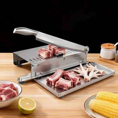 408 Stainless Steel Manual Meat Slicer Made Of Stainless Steel - A Knife For Cutting Meat And Slicing. This Easy-To-Clean Tool Is Perfect For Frozen Beef, Vegetables, And Bones. An Essential Item For Any Kitchen