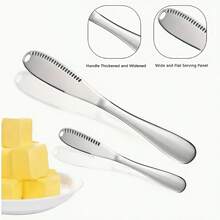 1pc Stainless Steel Butter Spreader - Reusable Cheese & Jam Slicer With Grooved Design For Easy Spreading, 3-In-1 Kitchen Tool For Home & Restaurant, Multi-Function Stainless Steel Butter Knife And Spreader For Cheese, Jars And Cream - Essential Kitchen Gadget And Supply - View 8