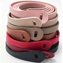 Cinto Fino de PU Sem Fivela com Amarração Própria em Múltiplas Cores para Mulheres, Faixa Decorativa Minimalista Envolvente, Tira Ajustável para Cintura Fina para Vestidos e Casacos - Cinto com nós - Visão 10