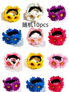 1pc Women's Fashion Bohemian Style Blue, Yellow, Pink Daisy & Sunflower Flower Hair Scrunchie, Suitable For Daily, Party, Decoration, Hair Accessories - Multicolor - View 10