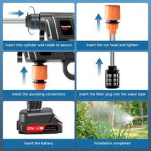 Cordless Pressure Washer: Handheld Electric Spray Gun With 21V Cordless Pressure Washer, 2 Batteries, 2 Nozzles, 5m Hose & Fine Filter – For Car, Garden & Home - Black - View 3