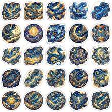 50pcs Mythological Universe Grotesque Ins Style Highly Attractive Planet & Floral Creative Waterproof Stickers For Journal, Phone Case, Notebook - A - View 7