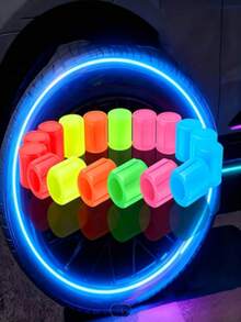Car Glow-In-The-Dark Valve Caps - Neon Green Tire Decoration, Non-Slip Grip, Suitable For Cars, Motorcycles, Bicycles - Night Riding Safety Accessory, Enhanced Visibility And Style, Motorcycle Personalization, Eye-Catching Design, Durable Construction, Bicycle Commuters - A - View 7
