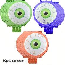 10pcs Halloween Inflatable Eyeballs In Red, Green, And Blue For Spooky Themed Party Decorations - Mixed-color Eye Balloons - View 6