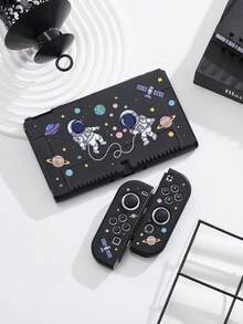 1pc Astronaut Illustration Pattern Switch2 (2025)/Switch NS/Switch OLED Compatible Game Console Accessory Set, Game Console Protective Case/Storage Bag, TPU Soft Shell/Hard Shell Removable Stand, Beautiful And Practical, Portable Stand, Portable Travel, Anti-Drop Anti-Scratch, Anti-Fouling, Fashionable Romantic Gift - View 3