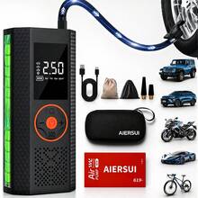 汽車用多功能便攜式充氣機，附數位壓力錶與行動電源 - 汽車配件。150 PSI 無線手持式汽車充氣幫浦，附 LED 燈 7.4V 2000mAh 智慧充氣幫浦，適用於汽車/摩托車/自行車/球類 - 黑色 - 查看 14