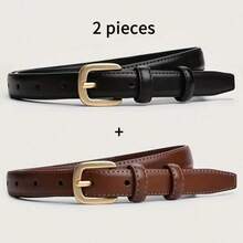 2 Packs Casual Fashion Belt With Simple And High-End Feel, Needle Buckle Double Loop Belt Suitable For Daily Wear - Multicolor - View 9