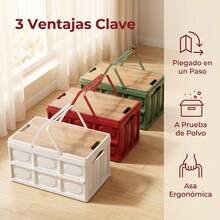 Outdoor Camping Storage Box, Foldable Camping Box With Built-In Table, Multifunctional Outdoor Activity Box, Car Gear With Handle (Red, Green, White) - C - View 4