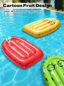 Summer Vacation Cute Cartoon Fruit Theme Adult Inflatable Pool Lounger With Side Armrests, Thickened Leak-Proof PVC Foldable Portable Water Floating Device, Suitable For Beach, Swimming Pool And Vacation Leisure Areas - Multicolor - View 5