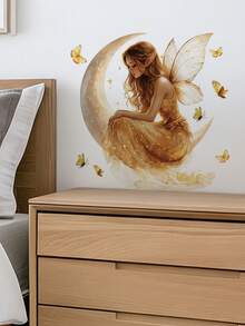 1pc Healing Fairy Tale Style Toilet Decor Sticker, Forest Flower Fairy/Moonlight Fairy Design, Waterproof Removable Bathroom Wall DIY Renovation Style Sticker - Wall Stickers - View 12