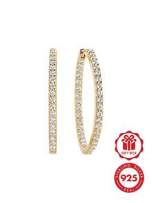 Small 925 Sterling Silver Luxury Exquisite Eternal Mini Cubic Zirconia Hoop Earrings For Women - Hoop Earrings - View 1
