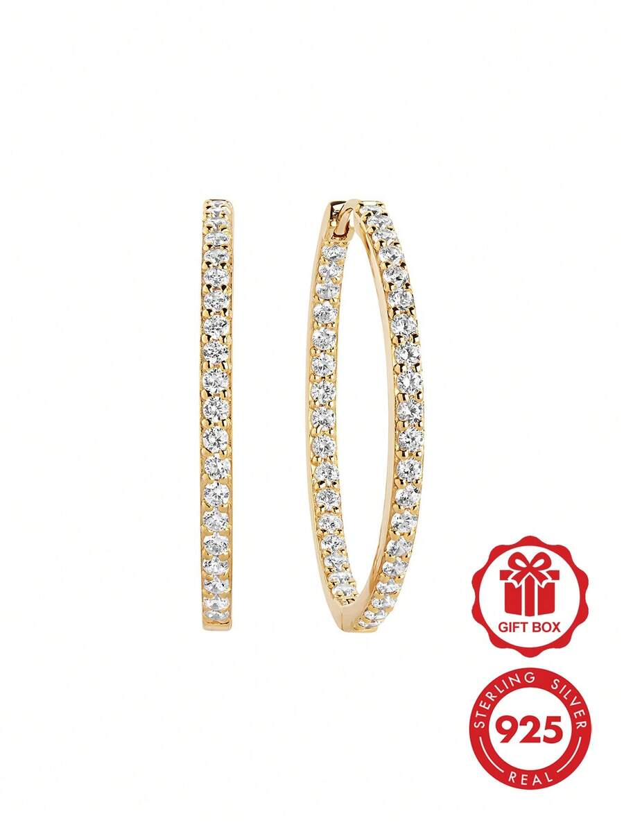 Small 925 Sterling Silver Luxury Exquisite Eternal Mini Cubic Zirconia Hoop Earrings For Women - Hoop Earrings - View 1