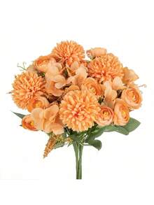 1/3/60件人造花絲綢繡球花束 仿真茶玫瑰 秋季婚禮花瓶用 家居餐廳臥室裝飾 節慶生日派對配件 戶外花園裝飾 - 黃色 - 查看 2