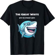 Funny Great White Shark Lover Shark Teeth Dentistry Design T-Shirt - Black - View 7