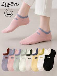 5 Pairs Of Women's Cotton Invisible Socks, Spring And Summer Socks, Breathable, Suitable For Various Festivals, Leisure And Daily Wear, Random Colors - Multicolor - View 4