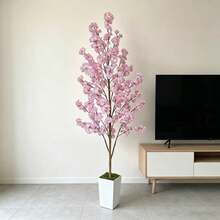 4.27-7.22英尺人造植物粉色櫻花樹,適用於客廳、臥室、陽台、花園、攝影道具、家居裝飾、婚禮、情人節、畢業季節慶裝飾。免維護室內外裝飾 - 彩色 - 查看 5