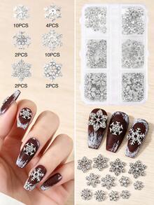 30 Stück/Box Punk-Stil Legierung Schneeflocken Nagelkunst Dekoration, Europäischer & Amerikanischer Stil 3D Strass Glitzer Schneeflocken Nagelsteine, Y2K Strass Kunstnägel Nagelkunst Zubehör, Multifunktionale DIY Dekorationszubehör, Sommer Nagelkunst Zubehör Nagelcharms - Verschiedenfarbig - Übersicht 10