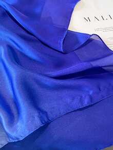 1pc Women's Solid Color New Satin Long Scarf - Blue-gray Gradient - View 4