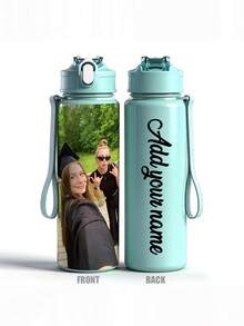 Personalized Custom Name Pattern Water Bottle, Leak-Proof Sports Water Bottle, Graduation/Birthday/Back To School Gift, Gift For Sisters, Classmates, Friends, Suitable For Outdoor Hiking, Cycling, Fitness, Teacher's Day Gift, Thanksgiving Gift - Multicolor - View 5