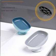 1Pc Shaped Soap Dish, Wall-Mounted Drainage Soap Holder Shelf, Soap Box, Keeps Soap Bar Dry And Clean, Easy To Clean, Bathroom Wall Mount Soap Rack, Extends Soap Lifespan Home Bathroom Decor Fall Decor Back To School - Multicolor - View 5