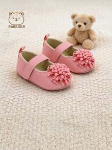 RABEISIR Infant Flat Shoes, Infant Flower Ball Shoes, Fashionable & Soft, Wedding Shoes, Holiday Shoes, Suitable For All Seasons - Pink - View 4