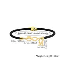 1pc New Fashion Heart Infinite Symbol Initial Adjustable Rope Bracelet For Women - Black - View 2