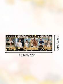 Individuelles Foto-Geburtstagsbanner, personalisierter Name & Alter Happy Birthday Hintergrund, anpassbar mit mehreren Fotos & Text, 21. 24. 30. 40. Geburtstagsparty Dekorationen für Frauen, wandmontiertes Foto-Collage Geburtstagsbanner - Verschiedenfarbig - Übersicht 12