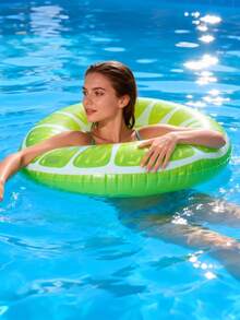 Summer Dopamine Boost! PVC Watermelon & Lemon Inflatable Swim Rings - Perfect For Swimming Parties, Beach Vacations And Floating, Enjoy The Summer Fun! Fruit-Shaped Inflatable Swim Rings - Must-Have For Swimming And Beach Days - Multicolor - View 2
