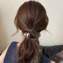 1pc Hot-Selling Fashion 9cm Oval Hair Clip, Vintage Marble Pattern Acetate Spring Clip Hair Accessory For Women And Girls - Multicolor - View 7