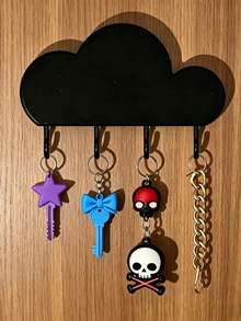 1pc Cloud HOME Wall Mounted Key Holder Entryway Storage Rack Decor With Hooks For Keys, No Drilling Required, Home Living Room Decoration - Multicolor - View 12