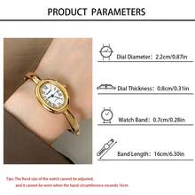 2PCS Fashion Versatile Women's Quartz Watch Bracelet Set, Minimalist Oval Dial, Classic Fashion Non-Adjustable Strap, Paired With Rhinestone Bracelet, Perfect Gift For Holidays, Packaging Box Not Included - Gold - View 6